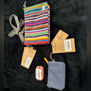 Multi-Stripe canvas Crossbody Bag ,coin/credit card pouch and AirPod case NWT